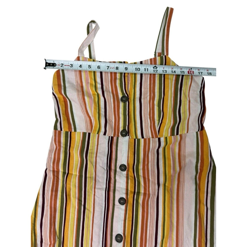 Cotton On Striped Button Front Midi Summer Dress Multicolor Linen Blend Size XL - Picture 7 of 9